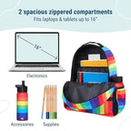 Wildkin ECO rPET 17-inch Large Backpack – Sustainable, Padded, Adjustable – Rainbow Stripe
