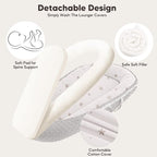 Baby Lounger - Infant Lounger Pillow for Newborn 0-24 Months, Soft, Breathable & Portable Baby Lounger Pillow for Boys & Girls, Cozy Baby Floor Seat for Home & Travel (Beige Star)