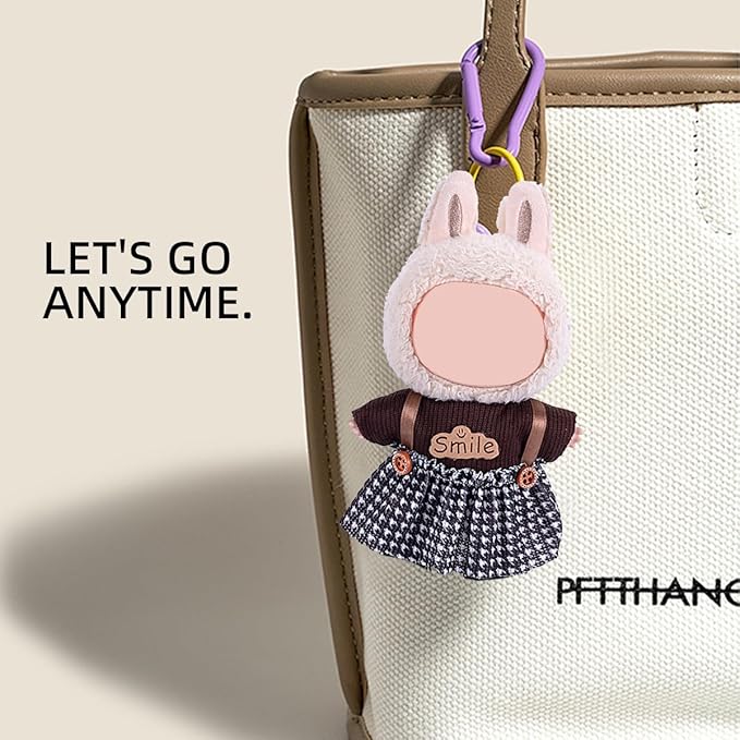 17cm Doll Clothes 5 Sets, Hat & Overalls Dress Up Outfit Compatible for Labubu 17cm 15cm Accessories, No Doll Included