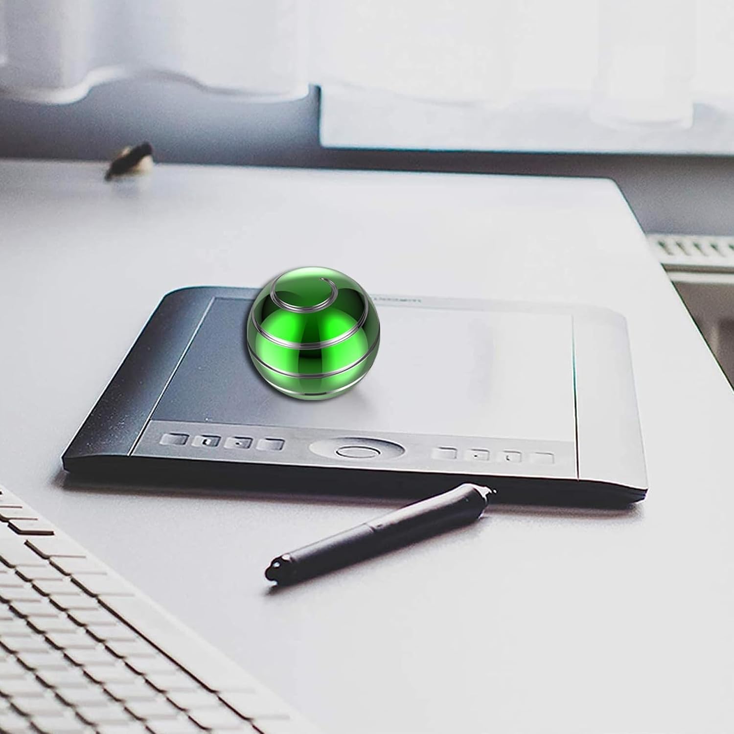 Desk Toys, 2.17'' Kinetic Spinning Ball for Adults, Kinetic Fidget Desk Toys for Party Favors, Christmas Stocking Stuffers, Easter Basket (55MM, Green A)