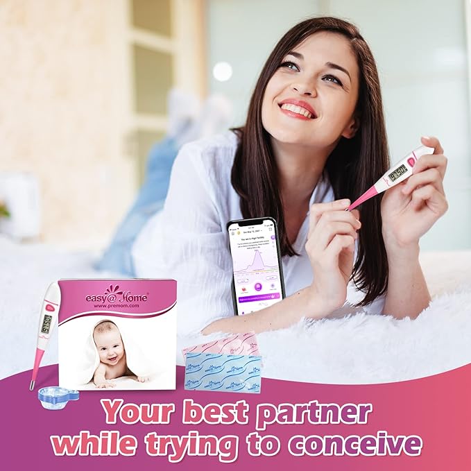 Easy@Home Ovulation Test Kit: 50 Ovulation Strips & 20 Early Pregnancy Tests & One Basal Body Thermometer & Urine Cups