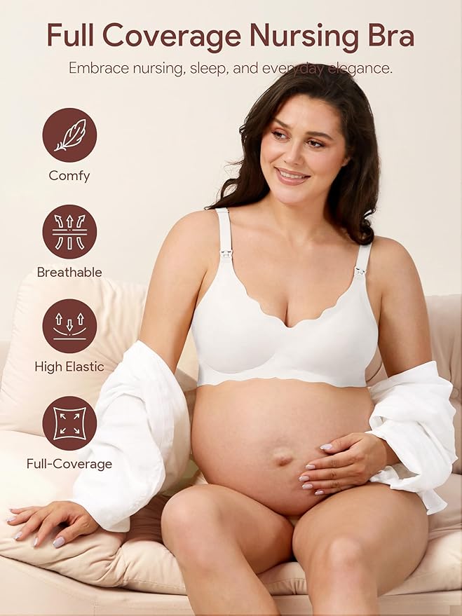 Angelhood Nursing Bras for Breastfeeding Ultra Comfort Seamless Maternity Bra Pack Wireless Pregnancy Bralette Bra Extender