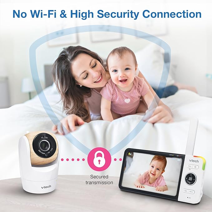 VTech VM928-2HD 5” 720p HD Display 2 Cameras Baby Monitor,110 Wide Angle View,Remote Pan-Tilt-Zoom,Night Vision,Up to 1000ft Range,Temperature Sensor,9 Soothing Sounds & Lullabies,2-Way Talk,No WiFi