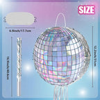 WERNNSAI Disco Ball Piñata - Disco Party Decoration for Adult Birthday Party Supplies Hanging Disco Piñata with Bat Blindfold Mirror Roller Skating Pull String, 12.2” x 12.2”