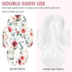 2 in 1 Infant Car Seat Insert, Car Seat Head Support Baby Girls Boys, Soft Newborn Carseat Insert Cushion, Perfect for Carseats, Strollers, Swings (Rose Flower)