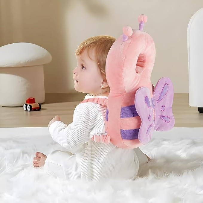 PandaEar Baby Head Protection Backpack, Toddler Walking Head Protector, Adjustable Head Protector Pad Safety Cushion (Pink)