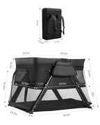 Lilian&Gema 2-in-1 Travel Crib, Portable Crib with Backpack, Lightweight Baby Travel Playpen, Foldable Play Yard with Thick Mattress for Babies & Toddlers, Baby Travel Essential