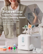 GROWNSY 3 Layers Large Capacity Bottle Sterilizer and Dryer, 45% Faster Electric Steam Sterilization, Universal Bottle Sterilizer for Baby Bottles, Breast Pump Parts, Glass & Plastic, Compact Design