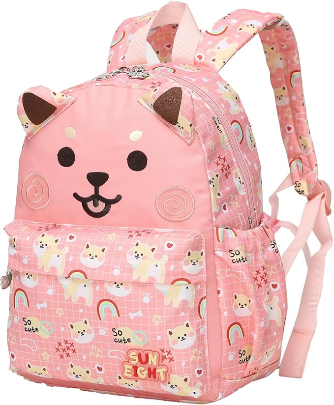 SUN EIGHT Toddler Backpack for Girls 2-5,Kindergarten Backpack for Girls,Preschool Backpack(Puppy)