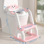 Potty Training Seat with Step Stool for Toddlers - Upgrade 2-in-1 Toilet Seat Toilet Ladder for Kids Children Boys Girls, Anti-Slip Pad & Adjustable Height with Waterproof - Pink