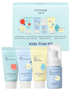 Kids Trial Travel Kit - Korean Low pH Skincare Set with Silky Shampoo, Body Wash, Facial Cleanser & Body Lotion - Silicone-Free Formula for Sensitive Skin, 1.01 fl.oz. each