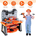 Kids Tool Bench-Zealous 79pcs Transformable Set, Toddler Workbench Toy with Electric Drill, Pretend Construction Playset for Boys Girls Age 3+, Orange & Black, HB3222-3