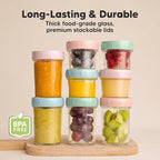 KeaBabies 4pk 8oz & 4pk 4oz Glass Baby Food Containers with Lids - Leak-Proof,Microwavable Small Glass Jars,Baby Purees & Toddler Snack Storage Containers,BPA-Free,Dishwasher & Freezer Safe(Musk Dusk)