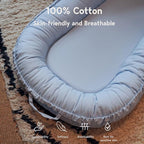 Infant Lounger, Baby Nest Cover for Baby Girls & Boys, Newborn Essentials for Baby 0-18+ Months, 100% Cotton Breathable (Baby Blue)