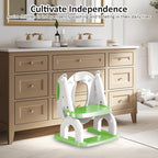 DEEKI Potty Training Seat Upgrade 2 in 1 Toddler Training Toilet Chair Potty Seat with Step Stool Ladder for Baby Kids Boys Girls(Green)