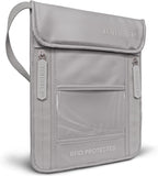 VENTURE 4TH Passport Holder Neck Wallet with RFID Blocking Nylon Lining - Hidden Neck Pouch for Travel (Sleek Silver)