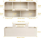 Baby Shower Caddy Plastic Nursery Portable Storage Organizer Caddy Tote for Child/Kids, Divided Basket Bin with Wood Handle for Bathroom, Dorm Room, Holds Hand Soap, Bottles, Spoons (Beige)