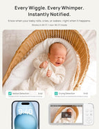VistaView Smart WiFi Baby Monitor with 2 Cameras- 5” 1080P Split Screen & 2K Camera App Control, Cry & Motion Alerts, Night Vision, 5000mAh Battery, 2-Way Talk, Triple Security, 1279ft Range