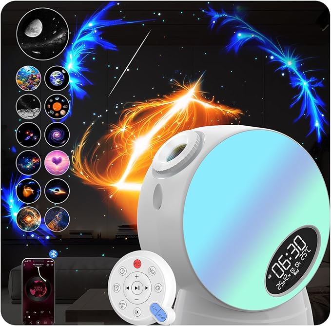 Upgraded 13 in 1 Star Projector, Planetarium Galaxy Projector for Bedroom with Bluetooth Speaker & White Noise, Timer & Remote, Multicolor Night Light for Kids Room Décor, Adults