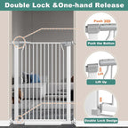 40.5" Extra Tall Baby Gate for Stairs, 68.5"-72.2" Extra Wide Large Dog Pet Gate Indoor for House, Long Safety Child Gate No Drill, Metal Auto Close Doggie Barrier for Doorway, White