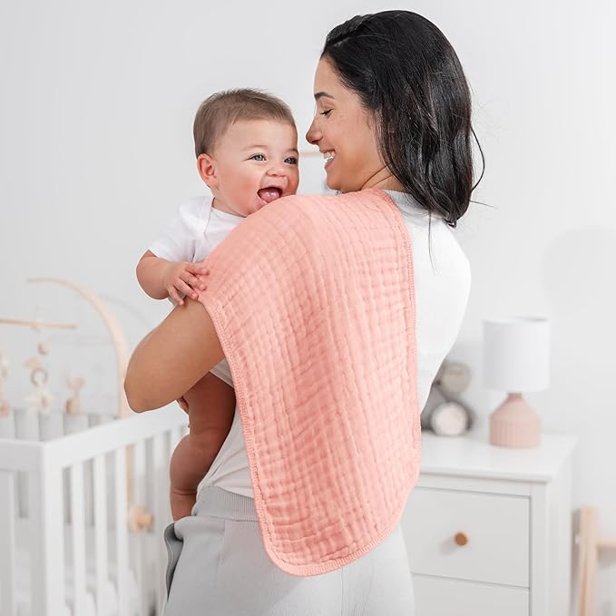 Comfy Cubs Muslin Burp Cloths 20" x 10", Pack of 6 - Large, 6-Layer, Ultra Absorbent 100% Cotton for Baby Drool and Messes - Soft, Safe & Gentle Baby Burp Cloths Set for Boys & Girls - Lace