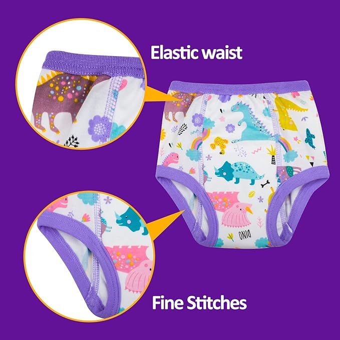 MooMoo Baby 8 Packs Potty Training Pants Cotton Absorbent Training Underwear for Toddler Boy and Girls 2T-9T