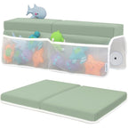 Comfortable Baby Bath Kneeler and Elbow Rest Pad Set – Thick Memory Foam Bath Kneeling Pad with Elbow Support – Baby Bathtub Cushion with Toy Organizer for Bathing Infant or Toddler - Green