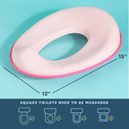 Toddler Potty Training Seat - Toddler Toilet Seat Attachment for Boys & Girls w/Splash Guard, Non-Slip Grip for Secure Fit, Fits Standard Round & Oval Toilets, Storage Hook Included, Pink