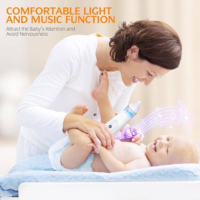 Nasal Aspirator for Baby 5 Suction Levels Rechargeale Nose Sucker, Music and Light Silicone Nose Suction Battery Powered for Baby Girls Boy Adult Pets
