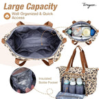 Diaper Bag Tote, Large Baby Diaper Bags for Travel, Hospital Bag for Labor Delivery with Pacifier Case, Changing Pad, Shoulder Strap, Leopard Print
