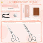 CIICII Kids Hair Cutting Scissors Shears Kit, Safety Round Tip Barber Haircut Scissors Set (Hair Trimming Hairdressing Haircutting Thinning Shears) for Baby Toddler Children, Hairdresser Home Salon