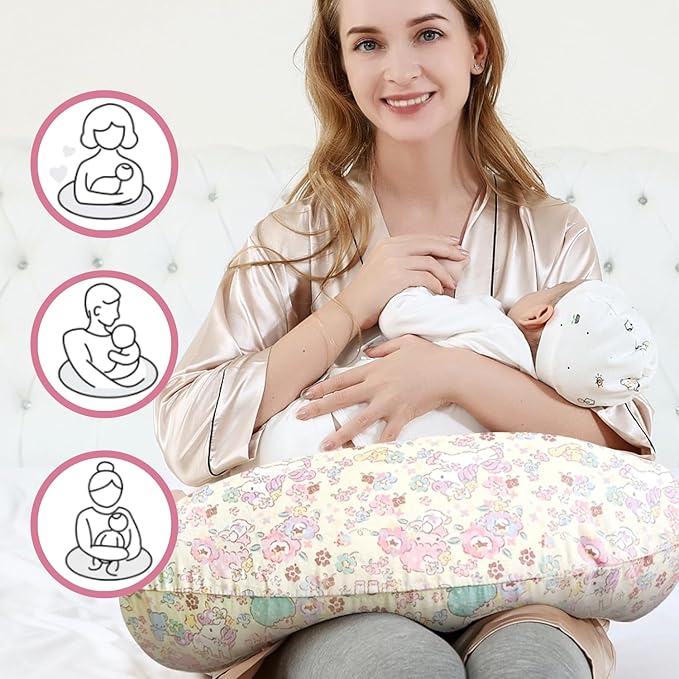 Nursing Pillow, Ergonomic Support Breastfeeding Pillow for Easier Breast Feeding and Bottle Feeding, Baby Feeding Pillow with Machine Washable Cotton Cover (Pony)