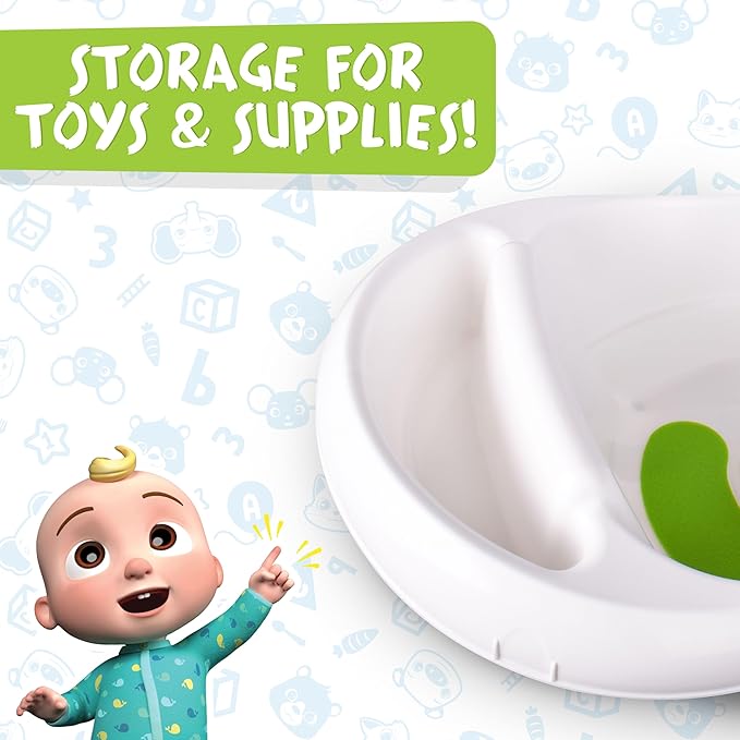 Cocomelon Baby 3-in-1 Sling and Seat Bath Tub with Removable Infant Support, Convertible Infant to Toddler Bath Tub with Seat, Shower Gift, Ages 0-24 Months