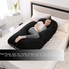Pregnancy Pillow J-Shaped Full Body Pillow, 59 inch with Velvet Cover Easy to Remove and Wash, Support Pregnant Women's Backs Legs and HIPS, Improve Sleep,Pregnancy Pillow for Women Black