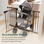 Cumbor 2 Pack 29.7-46" Baby Gate for Stairs, Mom's Choice Awards Winner-Auto Close Dog Gate for doorways, Easy Install Pressure Mounted Pet Gates indoor, Easy Walk Thru Wide Safety Gate for Dog, Brown