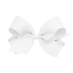 Wee Ones Girls' Plain Wrap Classic Grosgrain Hair Bows on a WeeStay No-Slip Hair Clip, Handmade, Large, White