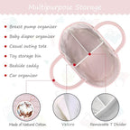 COMSE Large Baby Diaper Caddy Organizer for Girl Boy, Car Caddy with Handles, Cotton Rope Basket for Changing Table, Nursery Organizer, Gift for Baby Shower and Registry Must Have, Light pink