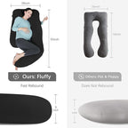 MOON PARK Pregnancy Pillows for Sleeping - U Shaped Full Body Maternity Pillow with Removable Cover - Support for Back, Legs, Belly, HIPS - 65 Inch - Black