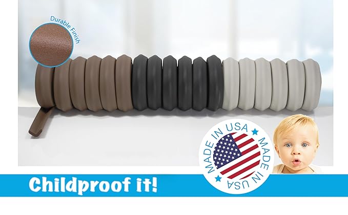 Kidkusion Baby Proof Edge Guards for Safety | Made in The USA | 18 Feet | Black | Edge Protectors for Furniture, Tables, Fireplaces | Heavy Duty Tape Included
