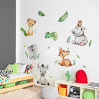 Tanlaby Jungle Animals Wall Stickers Cartoon Woodland Animal Wall Decals Zebra Forest Peel and Stick Art Sticker for Baby Nursery Kids Bedroom Playroom Daycare Classroom Decor