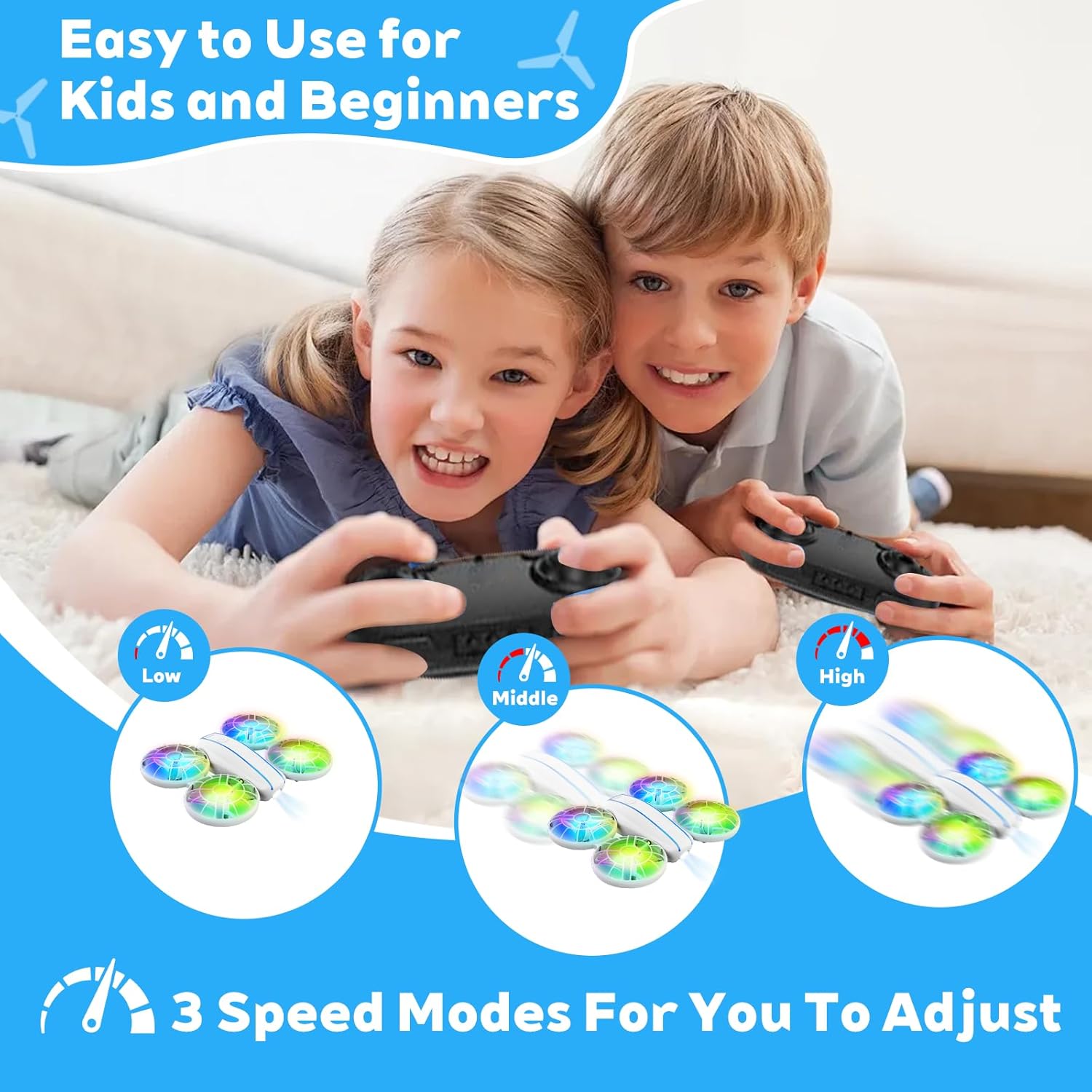 RC Drone for Kids and Beginner, Small RC Quadcopter with Lights and 3D Flip, Altitude Hold, Headless Mode, Propeller Full Protect, Easy to Fly Toys Drone for Kids Boys and Girls Gift (White)