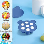 Baby Fruit Feeder & Breastmilk Popsicle Mold Set – 3 Pack Silicone Teething Relief Kit with Food Feeder Pacifier, Freezer Tray with Lid & Baby Teether Toy (Steel Blue)