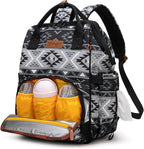 Wrangler Aztec Backpack Multifunction Baby Travel Bag with Changing Pad, Stroller Straps and Pacifier Case WG2204-91103BK