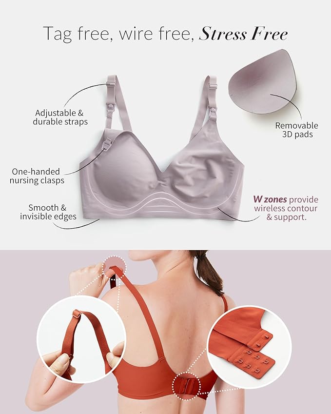 Mamaway Silky Seamless Nursing Maternity No Show Wireless Bra, Smooth, Cooling, Lightweight for Breastfeeding, Pregnancy