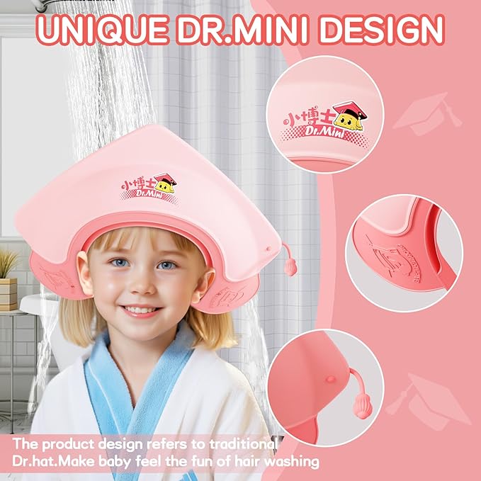 Baby Shower Cap Shield for Kids Soft Silicone Adjustable1-8 Years Old Hair Washing Hat for Kids Toddler Shower Cap Shield Makes the baby Bath More Fun