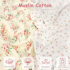 Hooyax Baby Lounger Cover 2 Pack - 100% Muslin Cotton Newborn Lounger Pillow Covers Only, Soft Breathable Infant Lounger Cover with Reinforced Stitching, Fits Most Standard Baby Loungers (Floral)