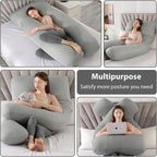Amagoing Cooling Pregnancy Pillow for Sleeping, 55 inch U Shaped Full Body Maternity Pillow Support for Back, Hip, Belly, Legs for Pregnant Women, Removable Cooling Cover, Pregnant Women Must Have