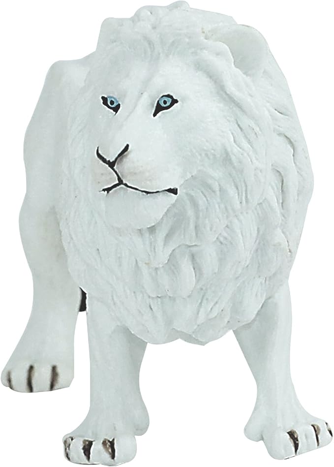 FUNSHOWCASE African Jungle Animals Male White Lion Toy Figure Realistic Plastic Figurine Height 3.1-inch