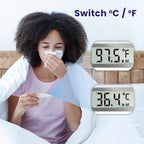 Femometer Thermometer for Adults and Kids, Digital Thermometer with Fever Alert, Memory Recall, C/F Switchable, for Oral, Rectal or Under Arm Use, Grey