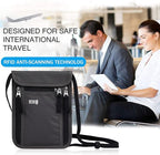 Travel Pouch Neck Wallet Family Passport Holder Organizer Case with RFID Blocking